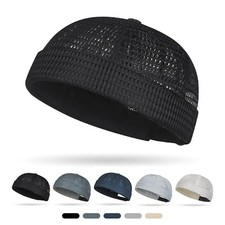 Men Breathable Quick Dry Mesh Skullcap Brimless Adjustable Docker Beanie Hat