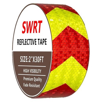 SWRT Reflective Tape Outdoor Waterproof, 2'' x 30 FT Red & Fluorescent Yellow ...