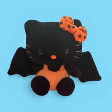 Hello Kitty Black Halloween Bat Cat Plush Soft Toy Ty Beanie Babies 2010 Retired