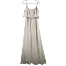 Show Me Your Mumu Womens Caitlin Ruffle Maxi Dress Sleeveless Large Beige