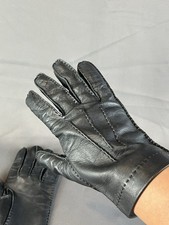 Aris Isotoner Men's Thin Leather Black Gloves No Lining Medium Stitching Accent