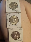 1949-S, 1953-S & 1963 Franklin Half Dollars – BU Silver 90% Better Date Trio