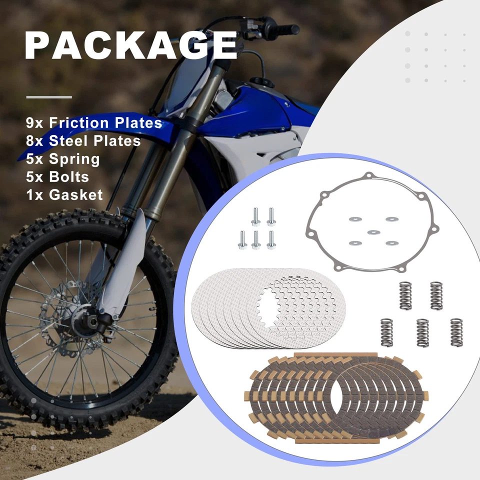 Kit de juntas de resortes de placas de acero de fricción de embrague para Yamaha YZ250F 2001 2002-2013 Foto 2 de 4