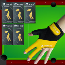 RHINO BILLIARDS GLOVE YELLOW LEFT HAND SIZE M/L/XL PRECISION FIT MAX CONTROL