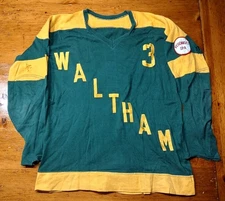 Vintage 60's-70's Waltham MA High School Hockey Jersey Stall & Dean #3 Sz 46