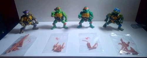 Vintage Original (4) TURTLES TMNT 1988 Action Figure Playmates WEAPONS HARD HEAD