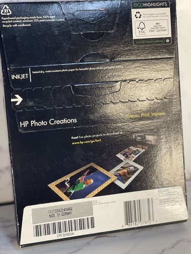 Zapieczętowany papier fotograficzny HP Q8690 błyszczący zaawansowany 5x7 66 lb uniwersalny atrament jet - Zdjęcie 3 z 4