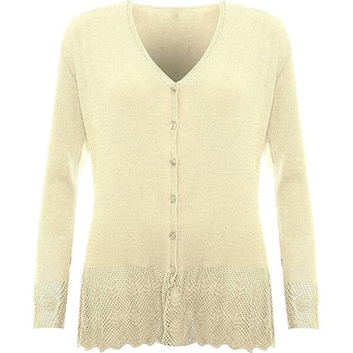 Damen Langarm Strick Häkel Knopf Cardigan V-Ausschnitt Übergröße Strickpullover - Bild 6 von 14