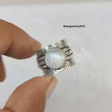Moonstone Spinner Ring, 925 Sterling Silver Ring, Spinner Jewelry, Hand All size