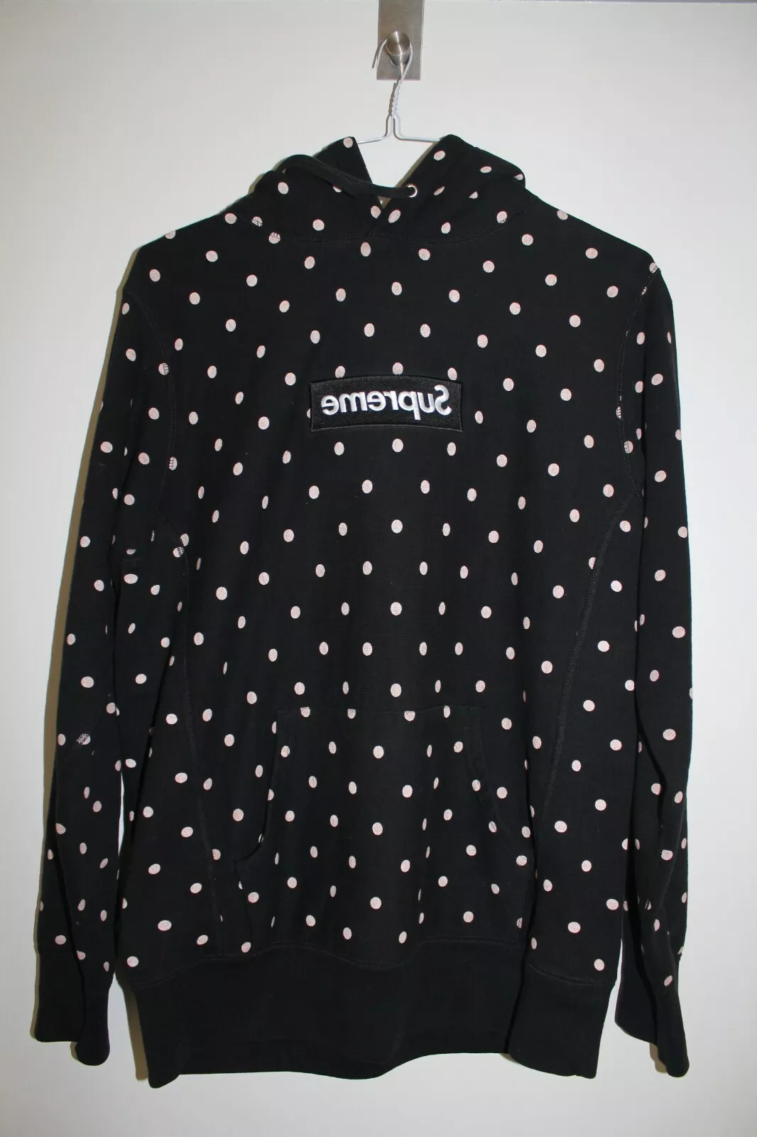2012 Supreme X Comme Des Garcons CDG Polka Dot Box logo sweat à capuche noir moyen