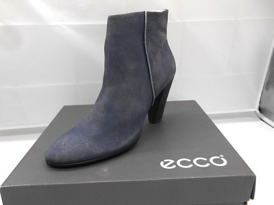Ecco Shape 75 Marine Blue Supple Leather Ankle Booties Heels Sz 10-10.5 US 41 EU