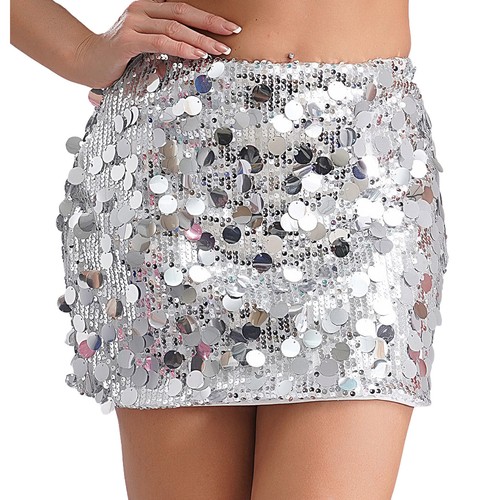 Womens Shiny Sequins Ruffle A-Line Skirts Layered Miniskirt Build-in Shorts - Picture 72 of 213