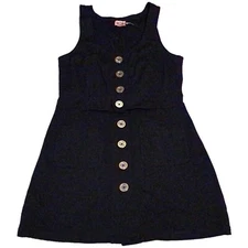 Juicy Couture Dress Womens L Black Sleeveless Jumper Pinafore A Line Short