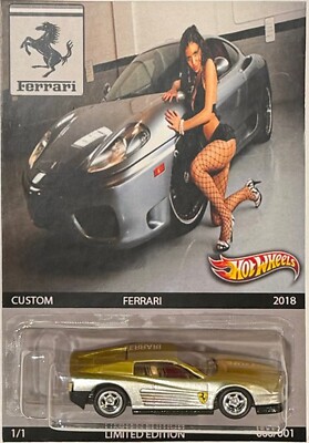 Silver/Gold Ferrari TESTAROSSA F512M CUSTOM Hot Wheels Ferrari