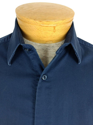 Mexx Metropolitan Men's Small Navy Long Sleeve Button Down Shirt Tone On Tone
