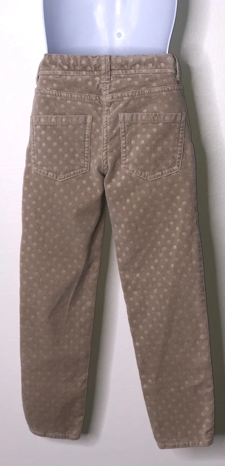 Calça Crewcuts by J.Crew Meninas Bege Veludo Escovado Bolinhas Tamanho 6 Ajuste Cintura - Imagem 2 de 3