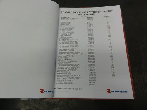Roadtec Eagle 10 Elektro-Hitzeestrich Teilehandbuch 211368-K - Bild 4 von 6