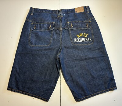 ロカウェア　ショーツ　Jorts Rocawear Y2K Hip Hop Skater Jorts Mens Size 36 Blue Denim