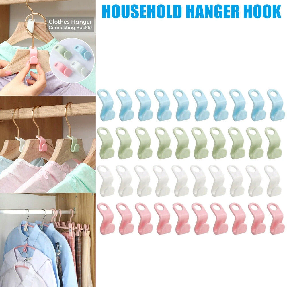 40 Pcs Clothes Hanger Connector Hooks Closet Hangers Organizer Space-Saving Clip