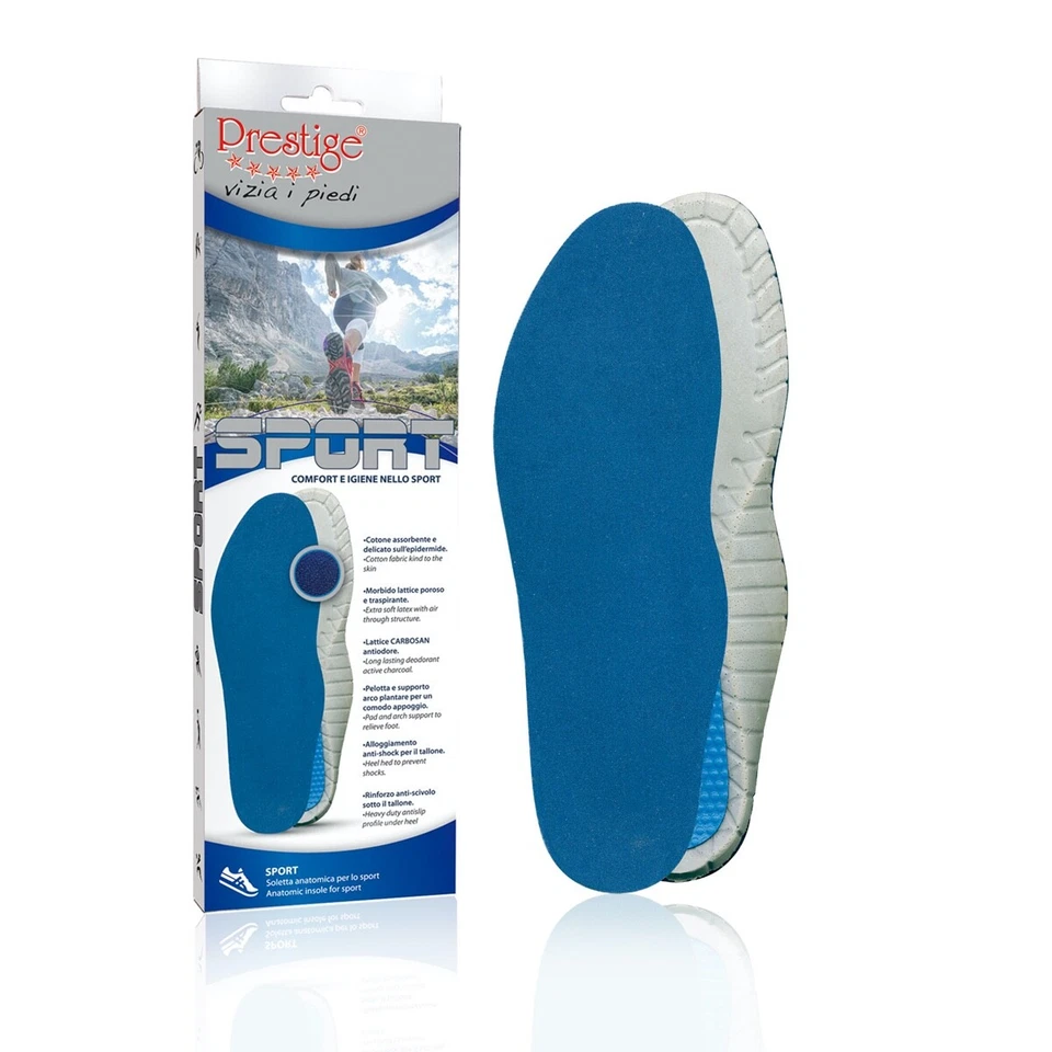 PRESTIGE Sport – Soletta plantare anatomica in lattice sportiva ammortizzante e igienica