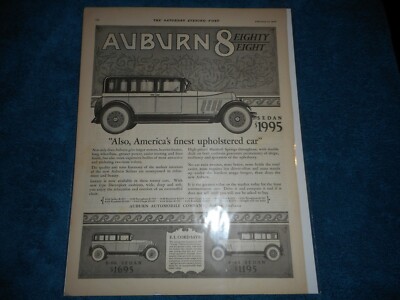 1926 Auburn Automobile Co. Print Advertisement: 8-88, 6-66, 4-44 ...