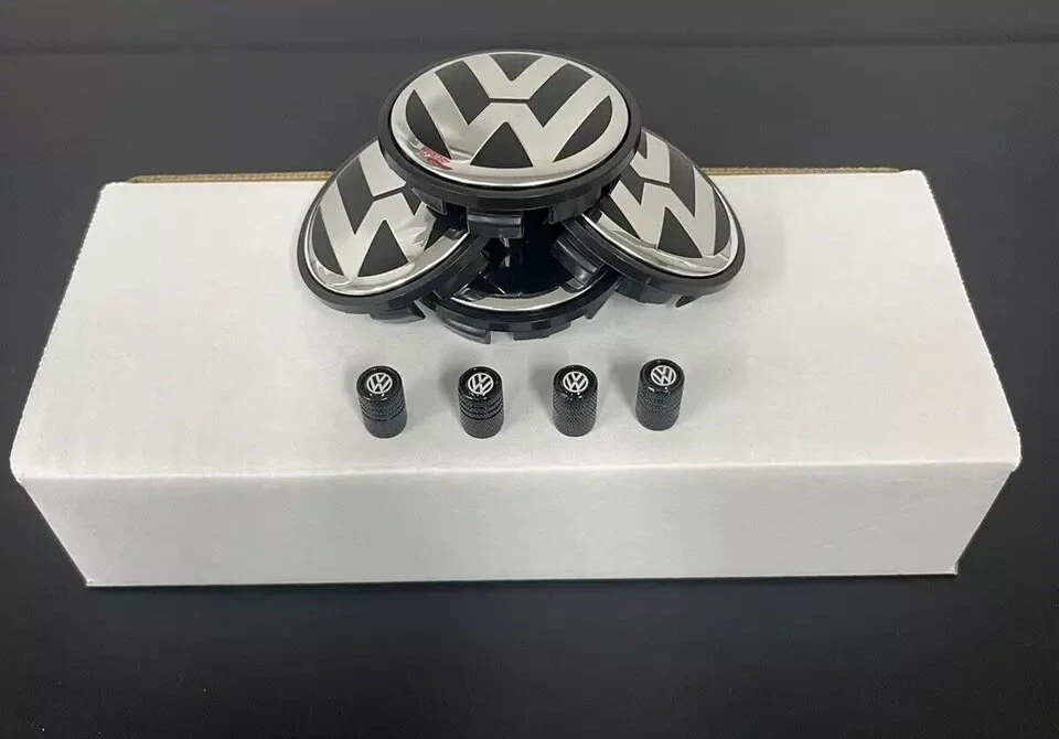 VW Volkswagen Wheel Center Caps &Tire Air Caps Jetta Golf Passat Beetle Fit OEM - Image 4 of 4