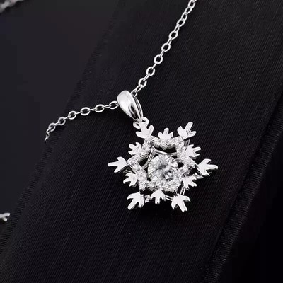 Round Cut 1Ct Lab Created Diamond Women Snowflake Pendant 14K White Gold Plated