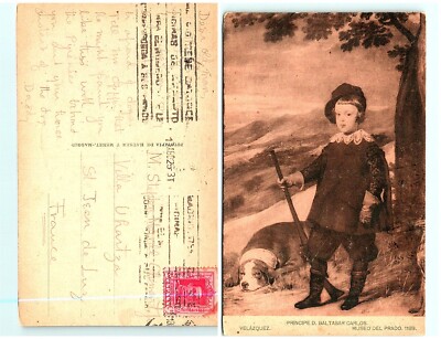 S04-5899, PRINCIPE D. BALTASAR CARLOS, VELAZQUEZ, ITALY 1925 TO FRANCE, POSTCARD