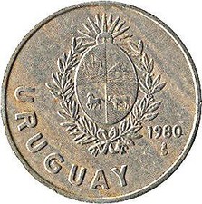 Moneda Uruguaya Uruguay 1 Nuevo Peso | Coral Erythrina cristagalli | 1980