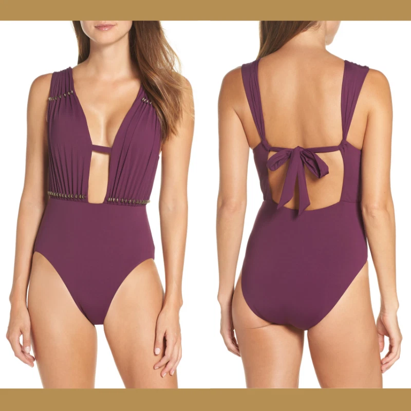 NWT 148 Becca Reconnect One Piece Swimsuit in Merlot SZ Large