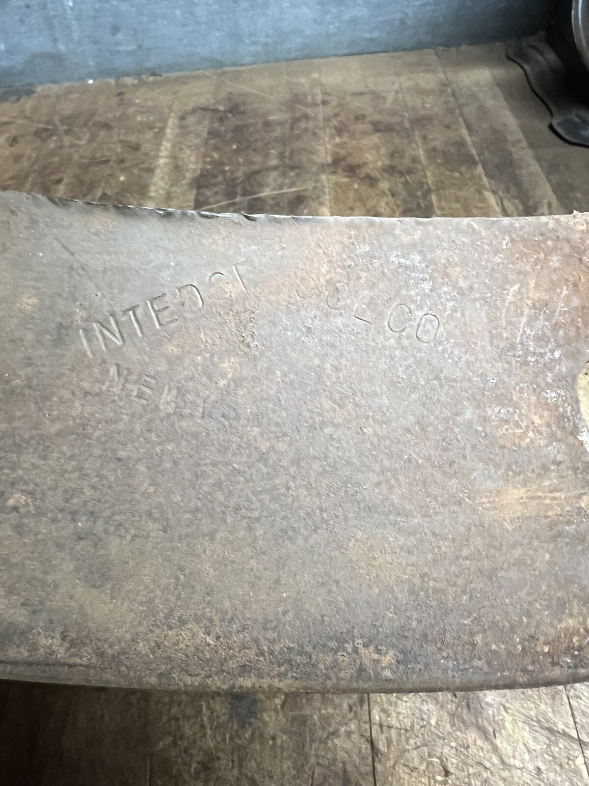 Antique Old Meat Cleaver Butcher 9” Blade 15” Intedge Tool Co Newark NJ