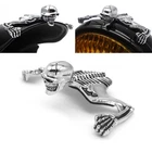 Steel Skull Ornament Kit For Harley 7" headlights Visors Curved Housing Fender