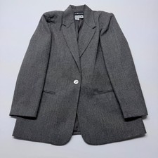 Sag Harbor Womens Grey 100 Pure New Wool Blazer Jacket Size 14