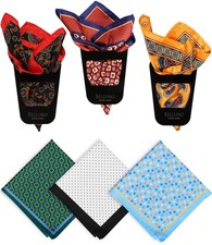 6 PCS Mens Penetrating Printed Pocket Square Handkerchiefs With 3 Holders
