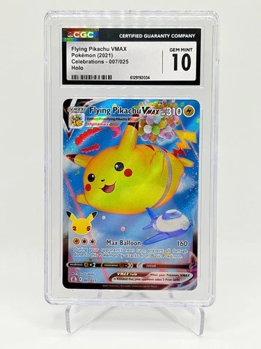 CGC 10 Gem MT Pokémon English Flying Pikachu VMAX 007/025 2021 Celebrations Holo