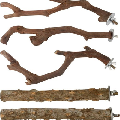 #ad 5Pcs Natural Wood Bird Perch Stands With Anti Slip Surface For Cage Installation $23.96