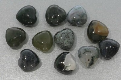  Herz aus Moosachat 15x15mm mini Handschmeichler Taschenstein HS1764