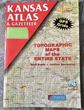 KANSAS Atlas & Gazetteer DeLorme Topo Maps - GPS Grids,  Back Roads  - VG