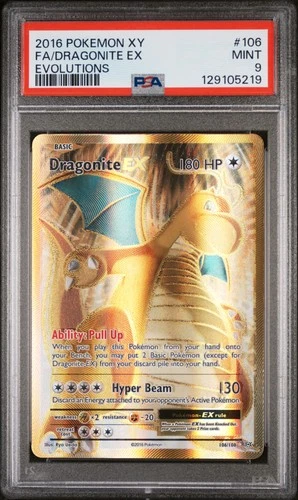 2016 POKEMON XY EVOLUTIONS #106 FULL ART/DRAGONITE EX PSA 9