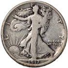 1917-D Obverse Denver Walking Liberty Silver Half Dollar 50C Fine FN F+