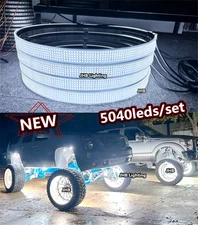 JHB 4Rings 17.5" 5ROWs PURE WHITE LED Trucks Wheel Rim Lights Remote+Switch KIT