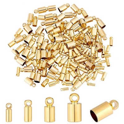 PH PandaHall 14K Gold Cord Ends Caps 160pcs Thread Alloy Tube