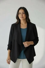 Makers of Dreams Women’s L  Long Sleeve  Black Open-Front Blazer Cascade Lapel