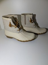 Sperry Duck Boots Waterproof Shoes Girls Size5M Cream Color Women's size 6/6.5