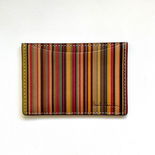 Paul Smith Authentic Leather Pass Case  Card Case Vintage Multi-Stripe Excellent