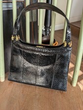 Jane Shilton Genuine Leather Handbag Top Handle Made In England Black Vintage