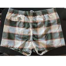 Vintage Mod 1950s 60s Sun Island Sportswear Men's Plaid Swim Shorts 32 Surf