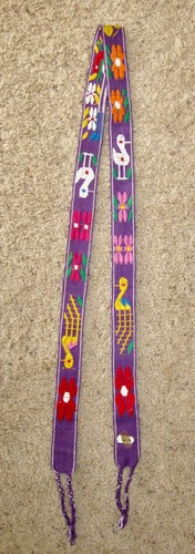 Neu aus altem Lagerbestand authentisch GUATEMALA handgewebter Stoffgürtel Vögel Blumen 55 Zoll plus Krawatten x 1,25 - Bild 4 von 13