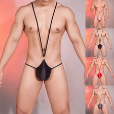 Mens Brief Solid Thong Underwear Stylish and Stretchy Bodysuit Jumpsuit