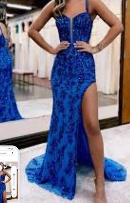 Blue Size 9 Homecoming , Prom , Formal  High Split Dress